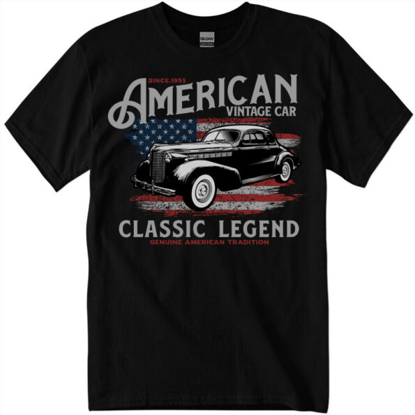 T-Shirt with Classic Car & Bike Print