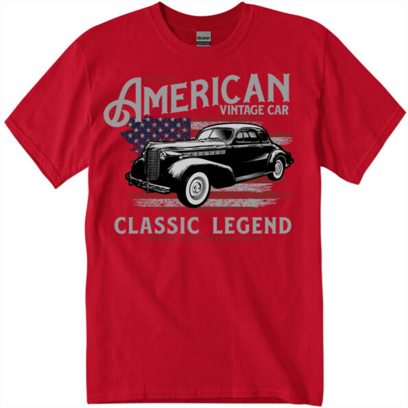 T-Shirt with Classic Car & Bike Print