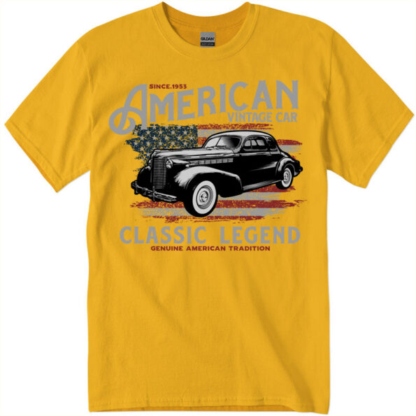 T-Shirt with Classic Car & Bike Print