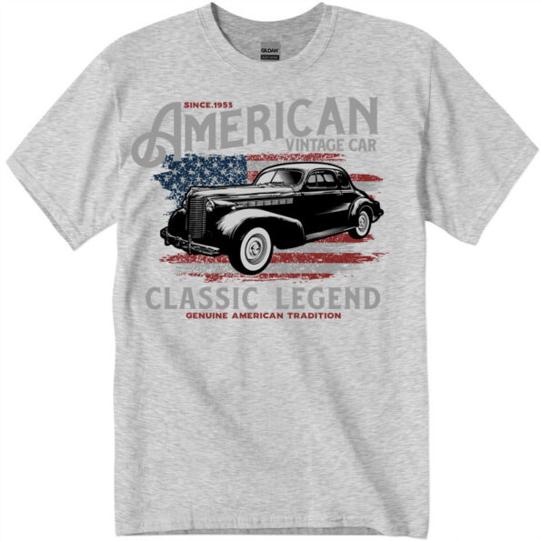 T-Shirt with Classic Car & Bike Print